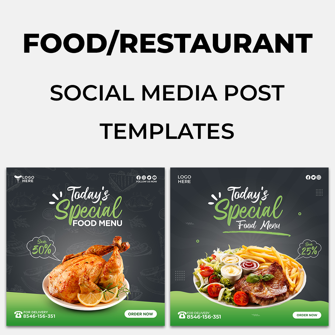 2 Today's Special Food Menu Restaurant Social Media Banner Post Templates cover image.