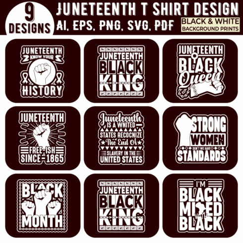Juneteenth Black history month typography t shirt design cover image.
