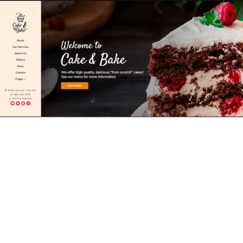 Free Cake & Bake HTML5 Template cover image.