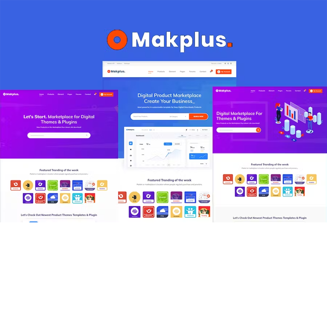 Free Makplus Marketplace HTML5 Template cover image.