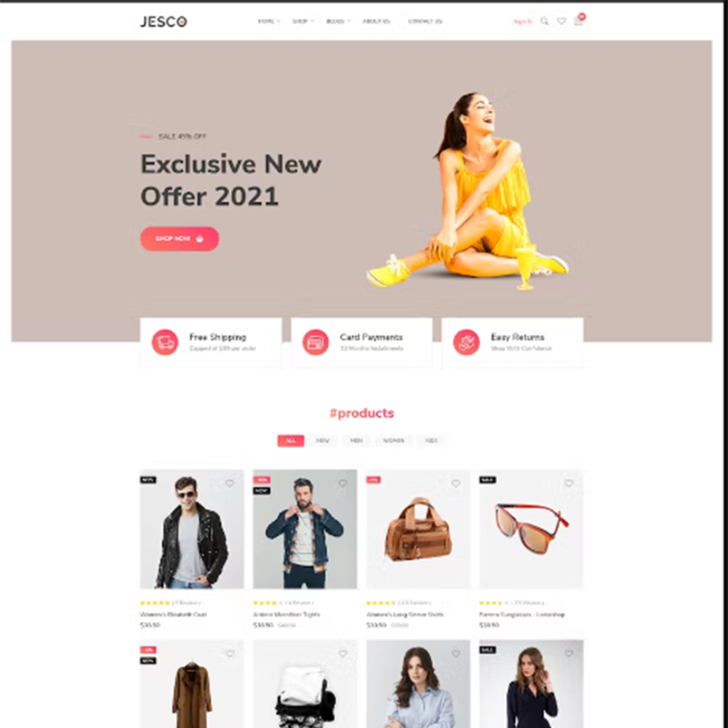 Free Jesco Fashoin Ecommerce HTML Template - MasterBundles