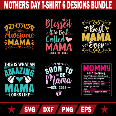 Mothers Day T-Shirt 6 Designs Bundle cover image.