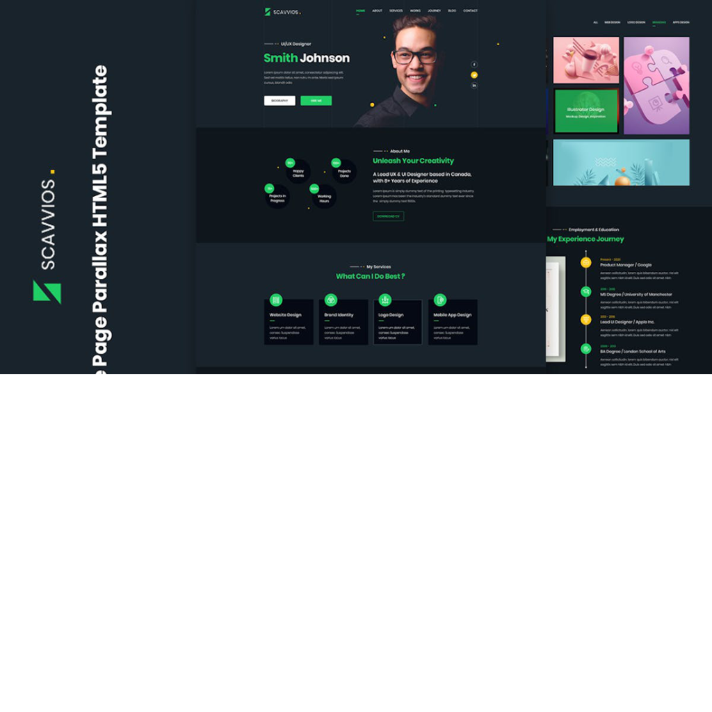 Free One Page Parallax Portfolio HTML5 Template - MasterBundles