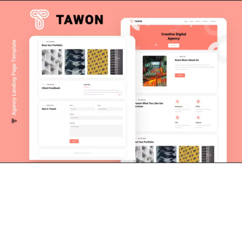 Free Tawon Agency Landing Page Template cover image.