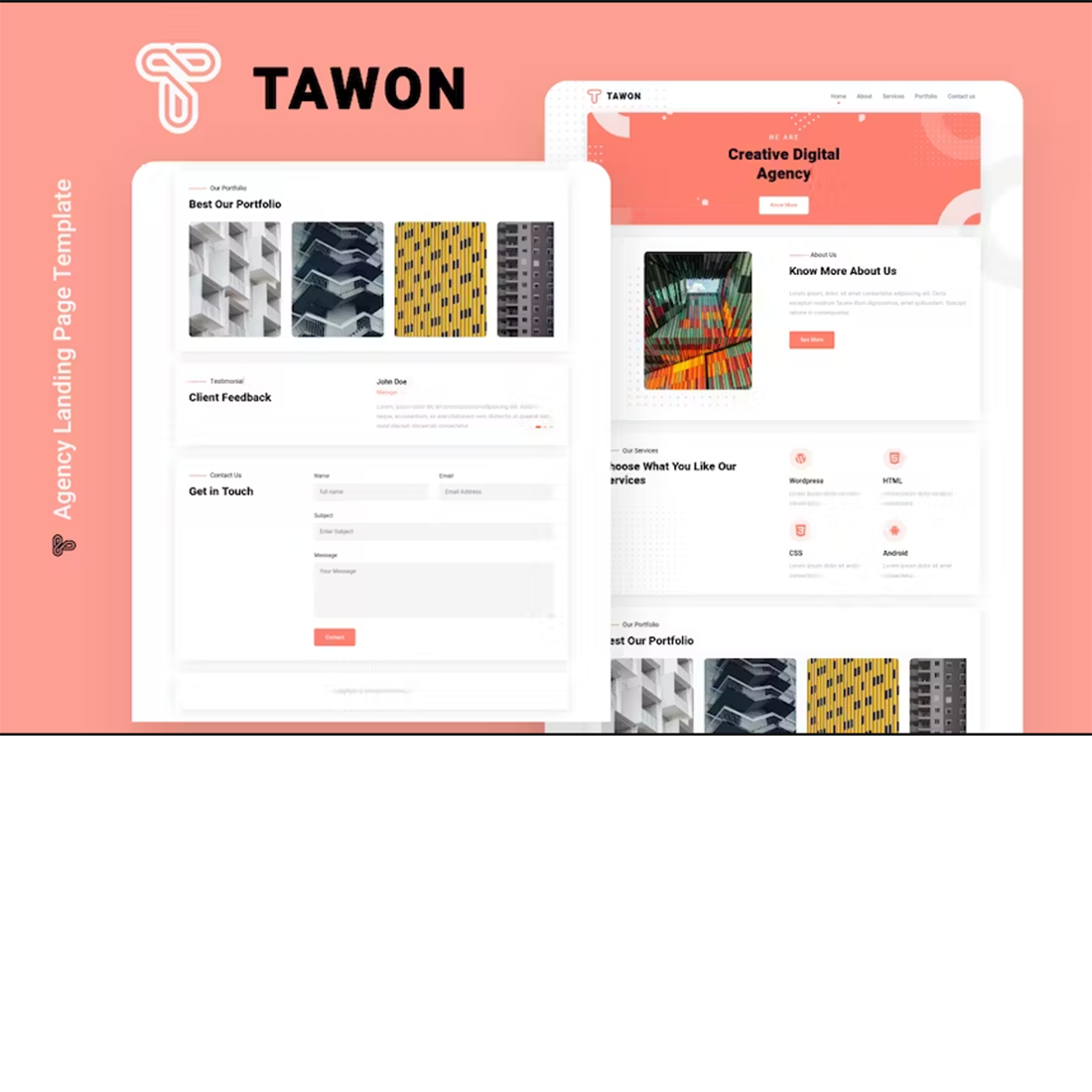 Free Tawon Agency Landing Page Template cover image.