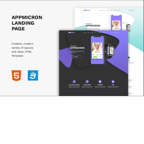 Free App Landing Page Website Template cover image.