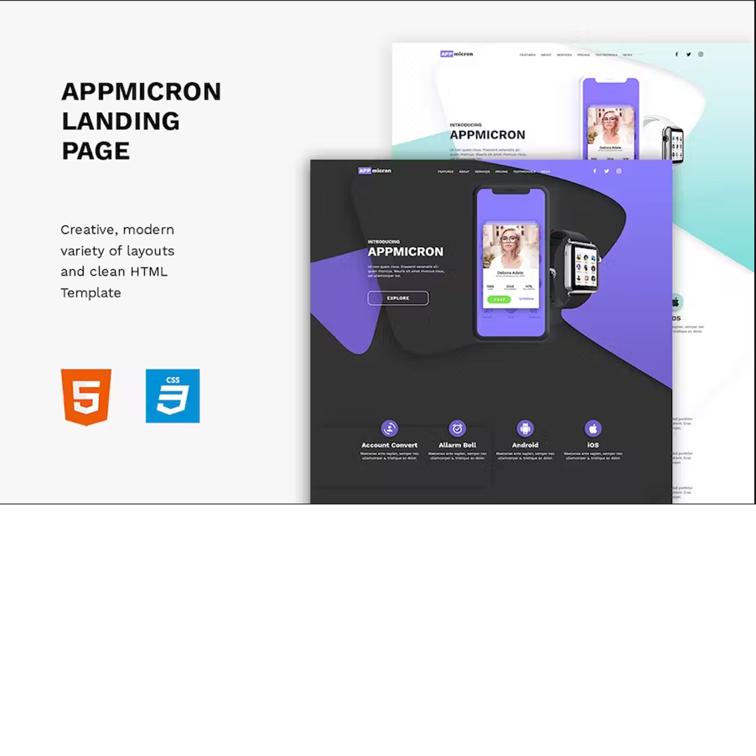 Free App Landing Page Website Template cover image.