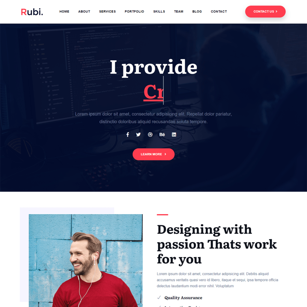 Free Creative Personal Portfolio HTML Template - MasterBundles