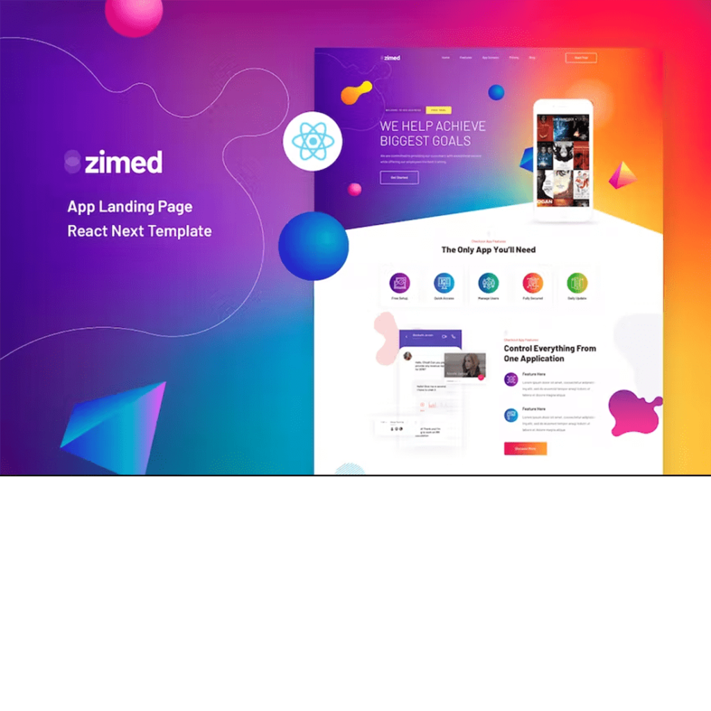 Free Zimed App Landing Page HTML Template - MasterBundles