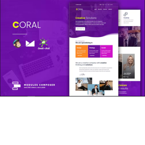 Free Coral Responsive Email Template for Startups cover image.