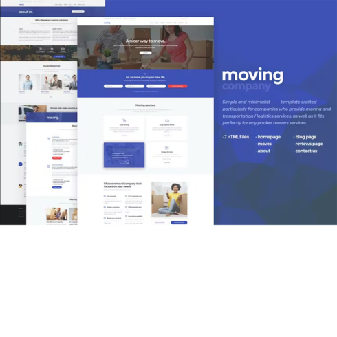 Free Moving Company Website Template cover image.