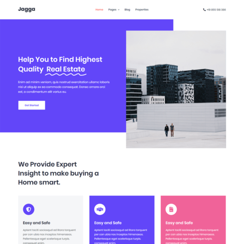 Free Jagga Real Estate HTML Template cover image.