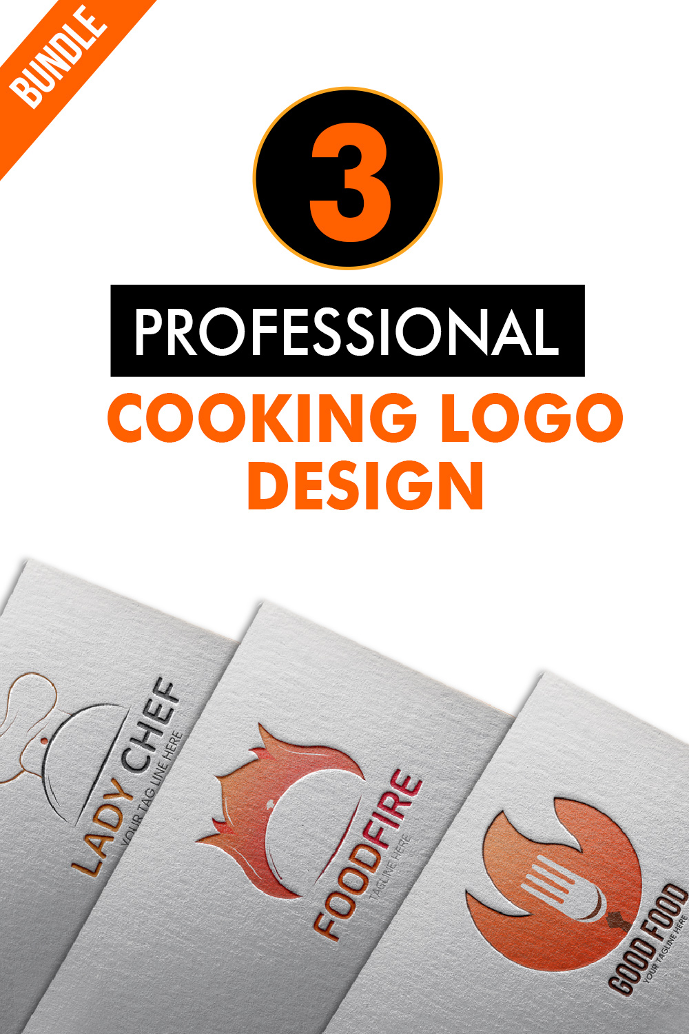 3 Cooking Logo Design bundle 8$ pinterest preview image.