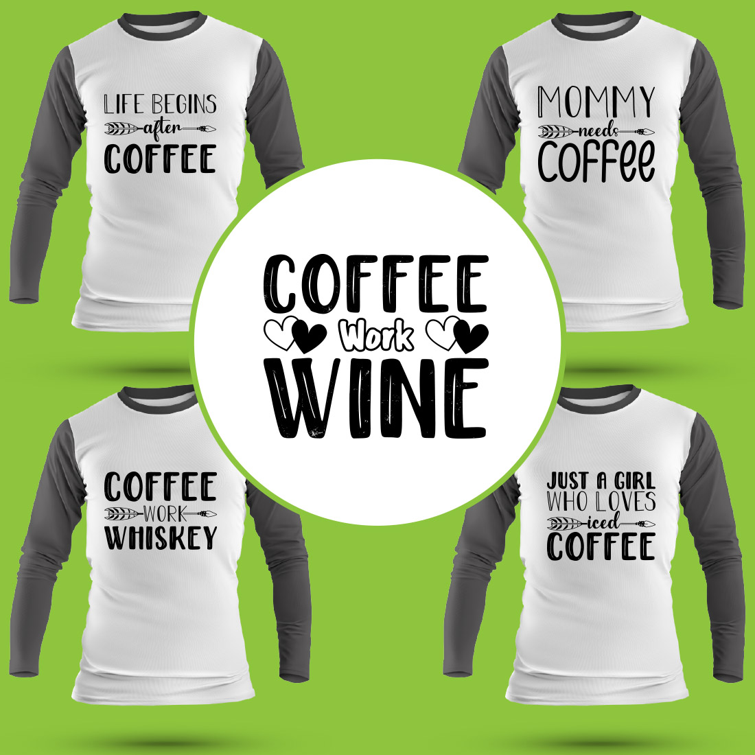 Coffee SVG T Shirt Designs Bundle cover image.