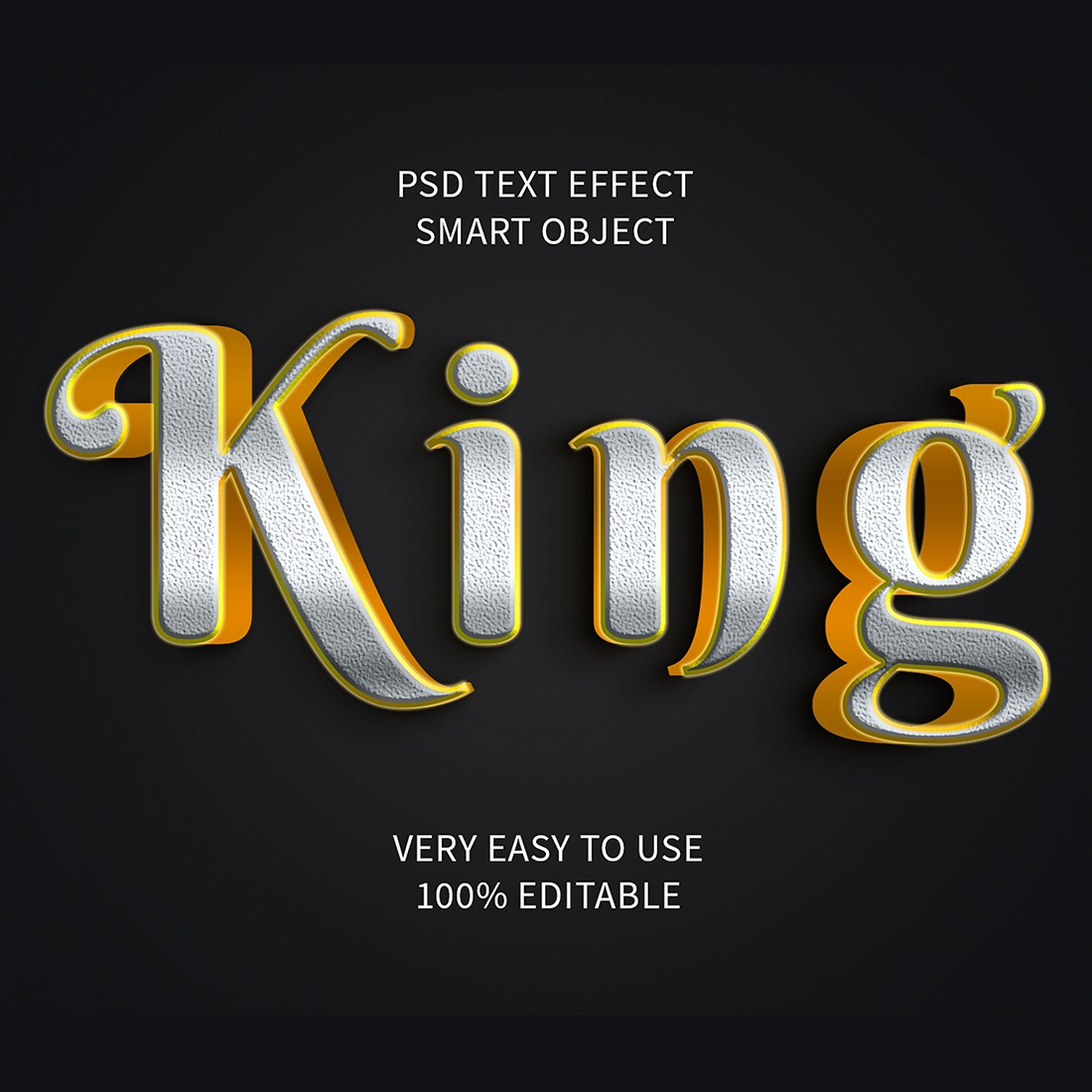 King Editable 3D Text Effect PSD cover image.
