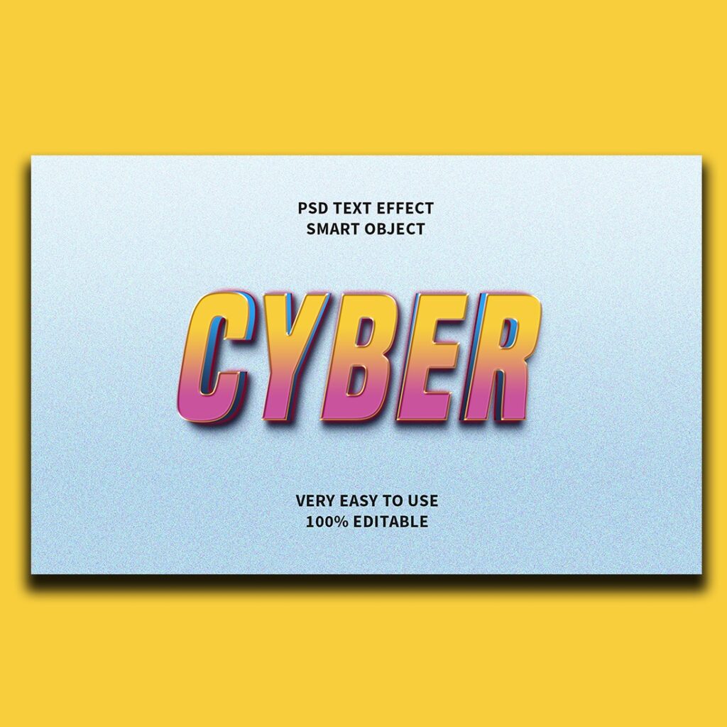 Cyber Editable 3D text Effect PSD - MasterBundles