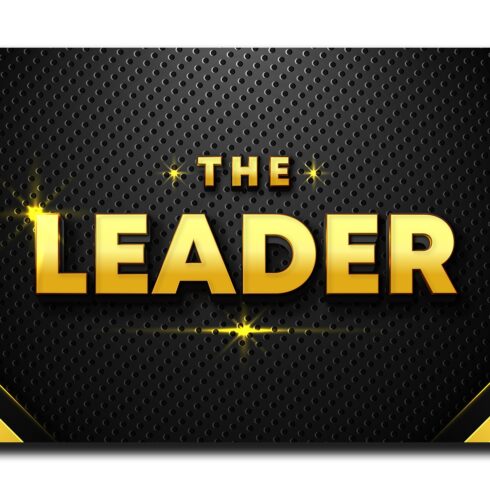 The Leader Editable 3D text effect with Metallic Dark Background cover image.