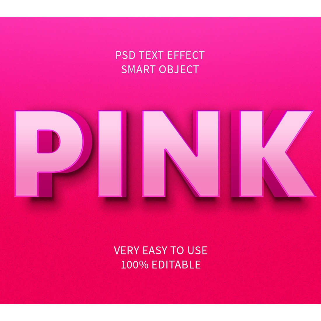 Pink Editable 3D Text Effect PSD cover image.