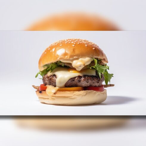 This Is A Side View Of A BBQ Hamburger With Beef And Cream Cheese Realistic Closeup Photography cover image.