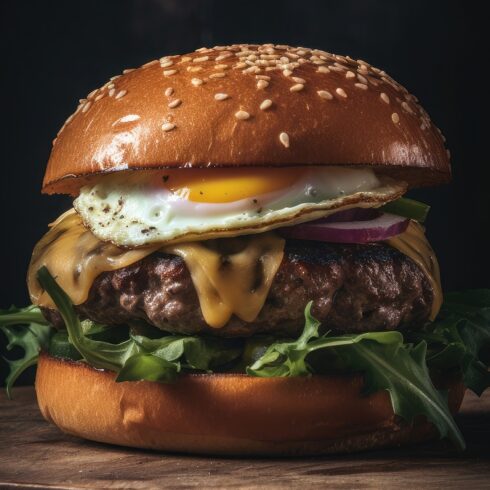 This Is A Side View Of A BBQ Hamburger With Beef And Cream Cheese Realistic Closeup Photography cover image.