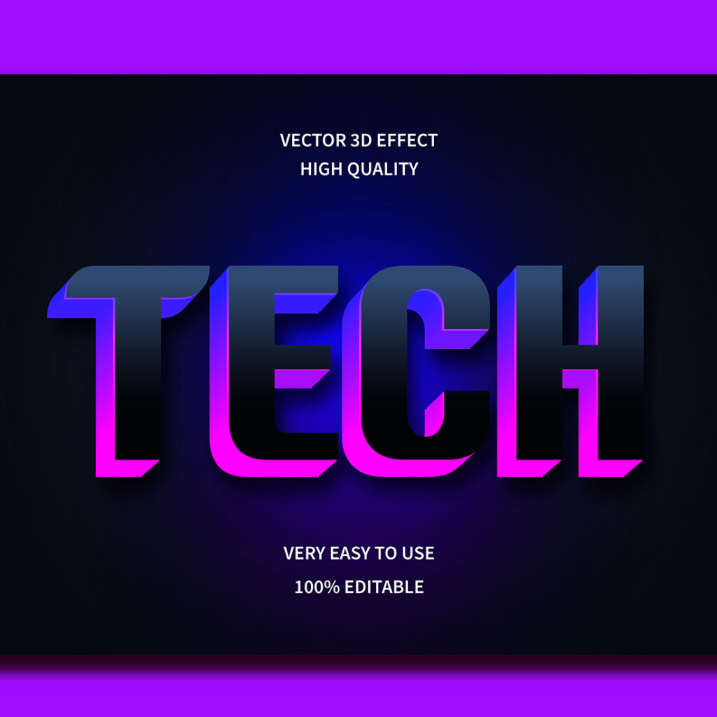 Tech Editable 3D Text Effect Vector - MasterBundles