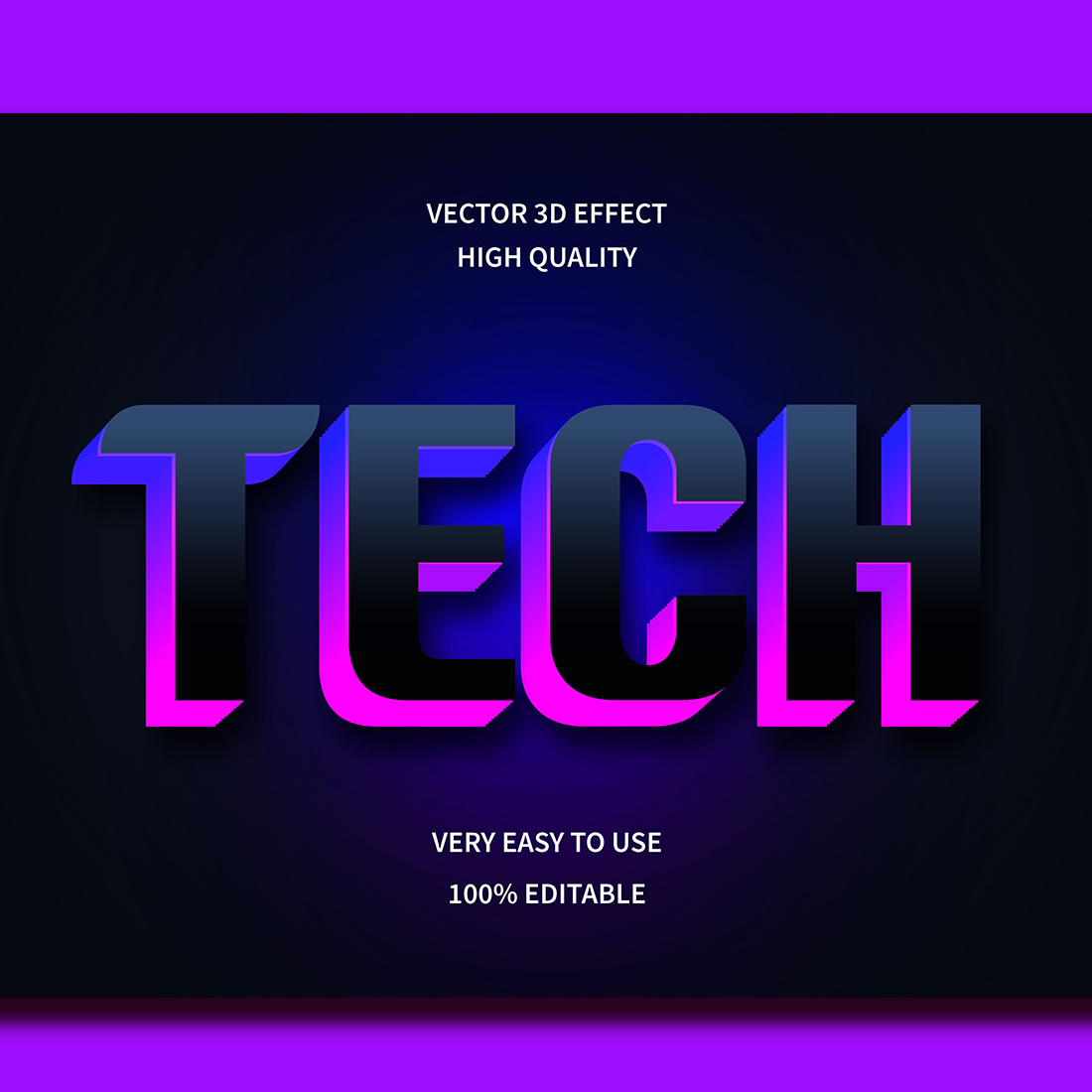 Tech Editable 3D Text Effect Vector preview image.
