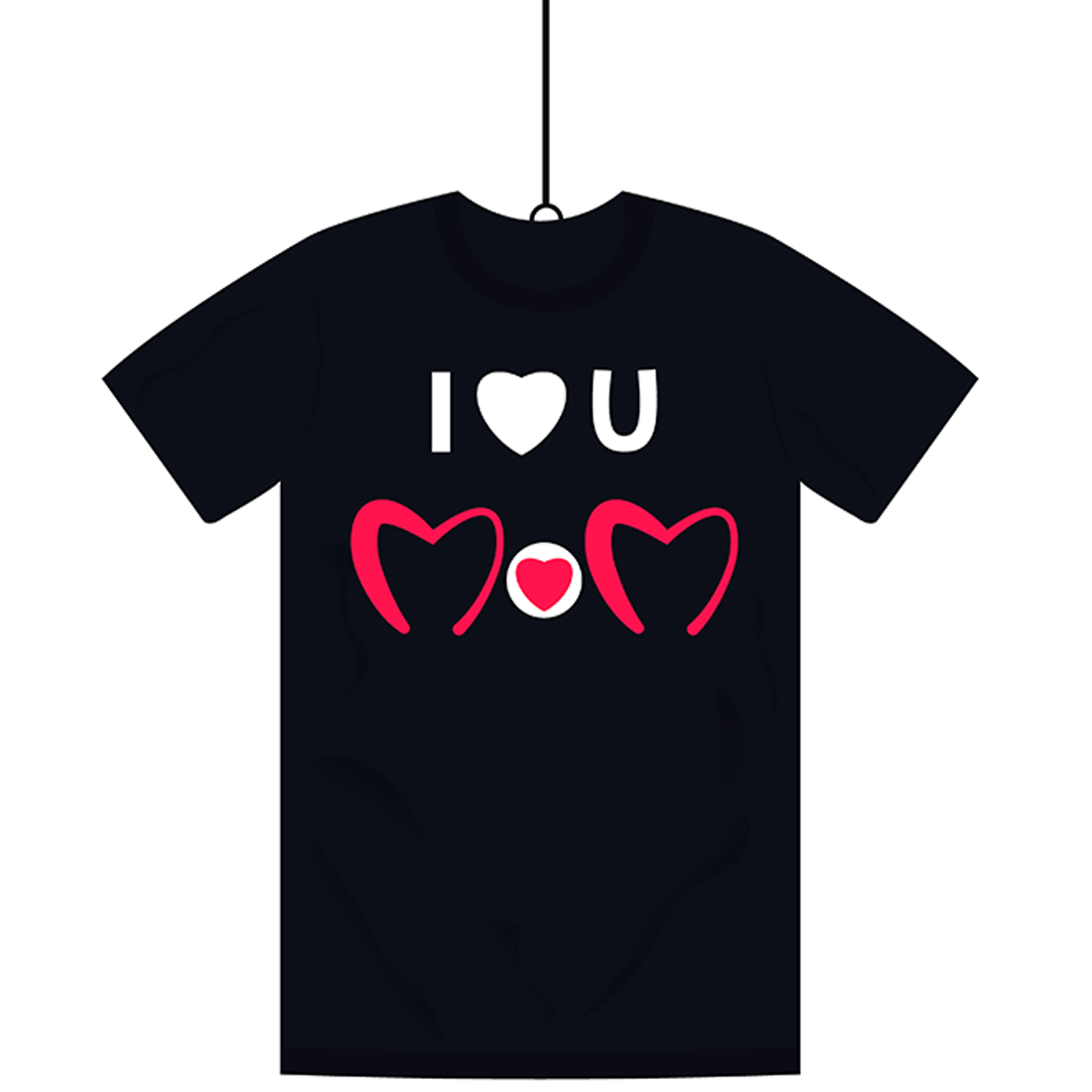 I Love You Mom Happy Mothers Day T-shirt design with heart shape preview image.