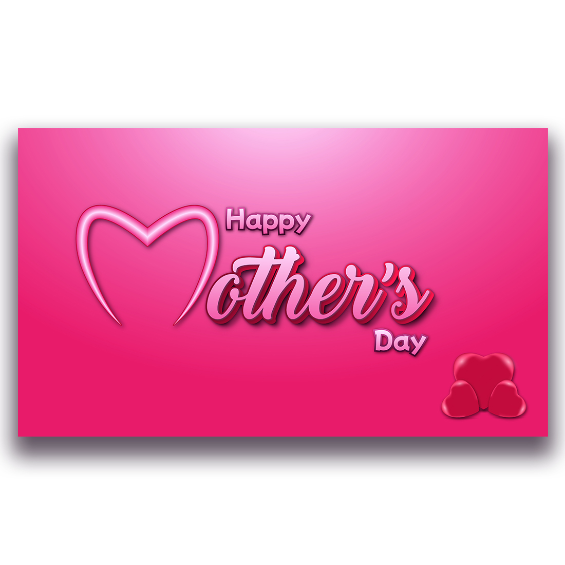 Happy mother's day greeting background design with 3D heart Shape preview image.