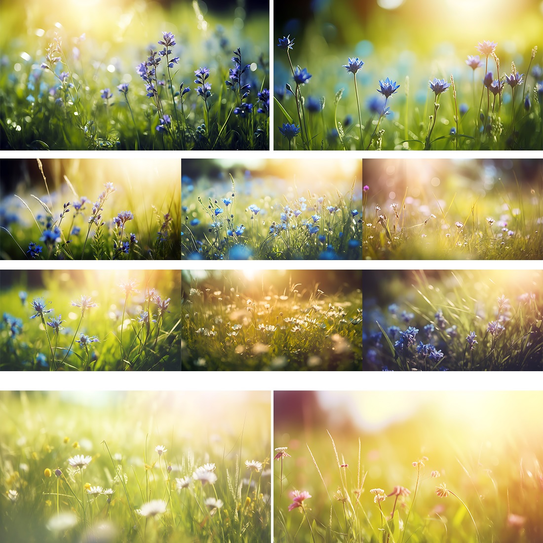 Spring Background with flowers with the sun shining preview image.