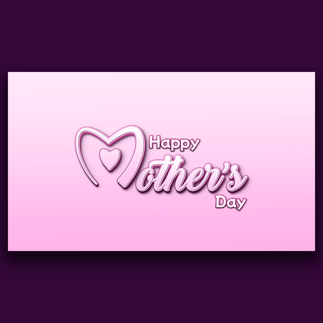 Happy mother's day greeting background design with 3D heart Shape preview image.