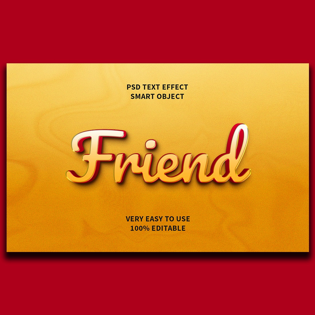 Friend Editable 3D Text Effect PSD preview image.