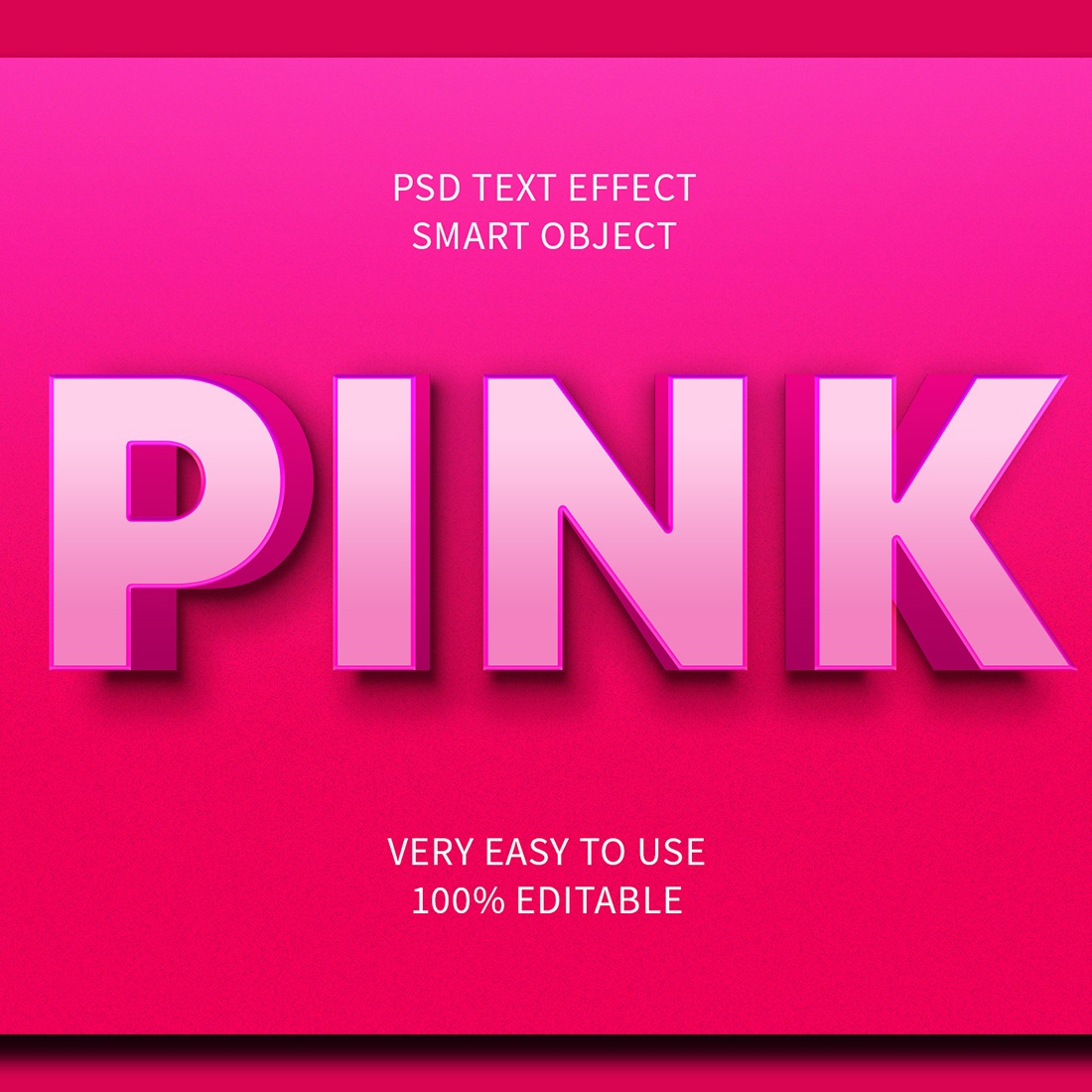 Pink Editable 3D Text Effect PSD preview image.