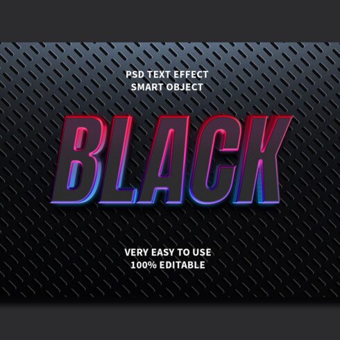 Black Editable 3D Text Effect PSD cover image.