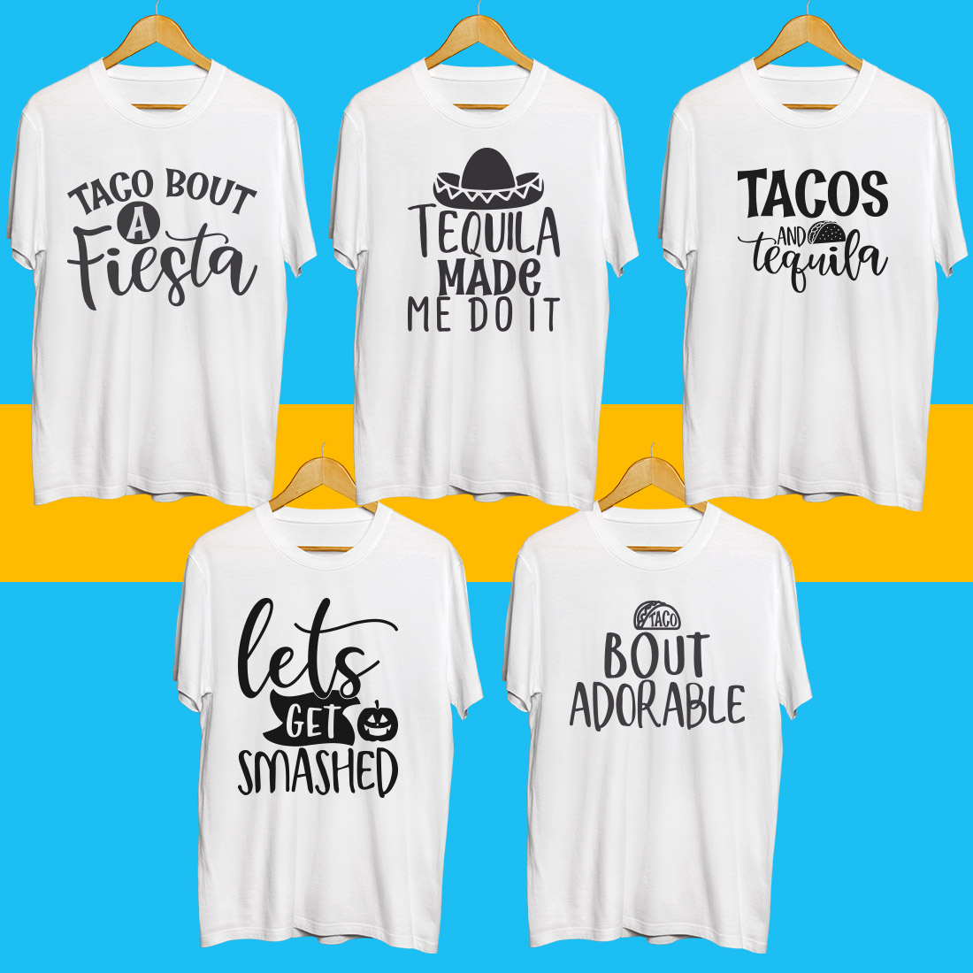 Fiesta Fun SVG T Shirt Designs Bundle preview image.