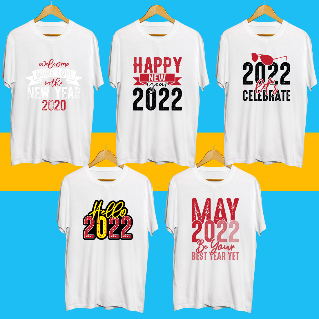 Happy new year SVG Bundle cover image.
