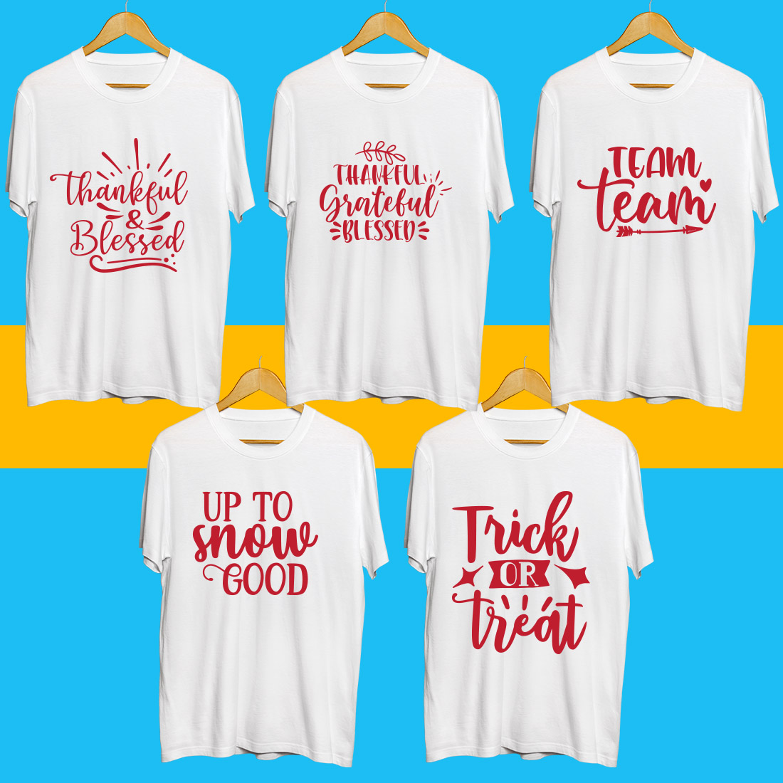 Holiday SVG T Shirt Designs Bundle preview image.