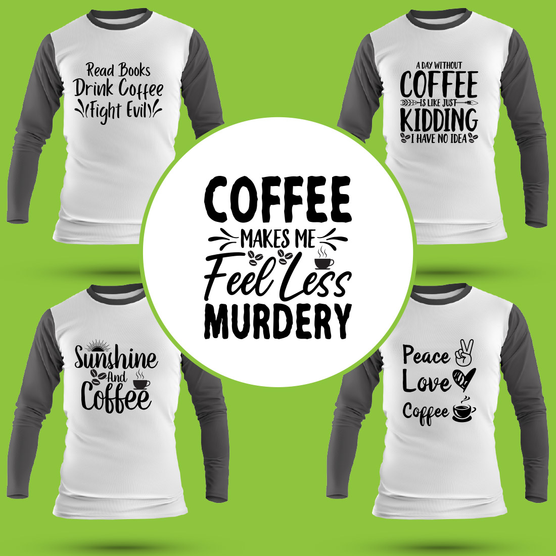 Coffee SVG T Shirt Designs Bundle cover image.