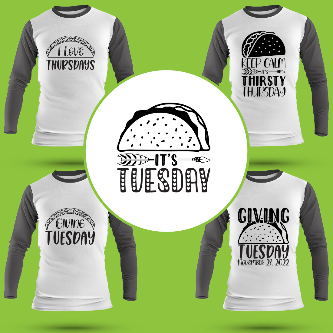 Giving Tuesday T Shirt Designs Bundle cover image.