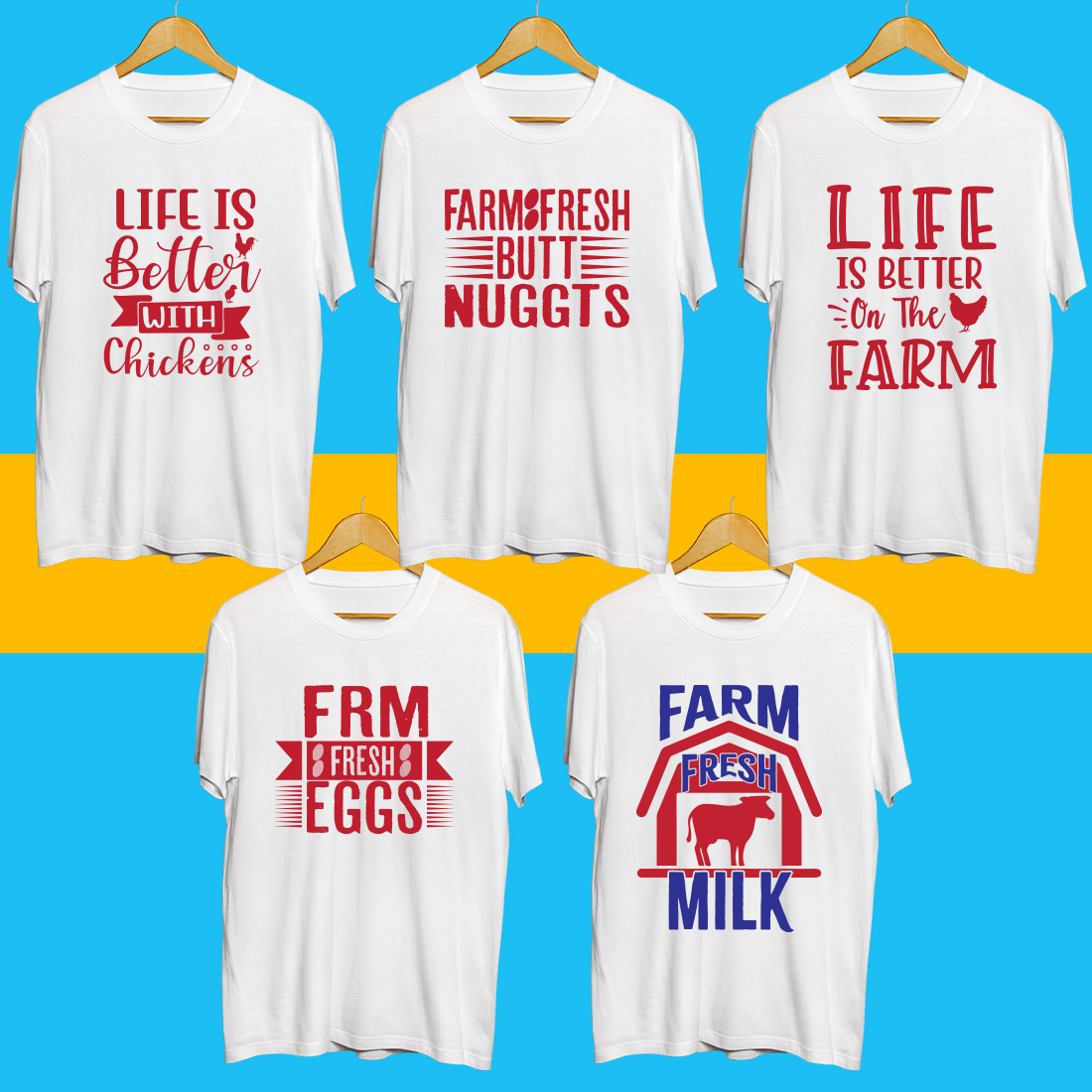 Farm SVG T Shirt Designs Bundle preview image.