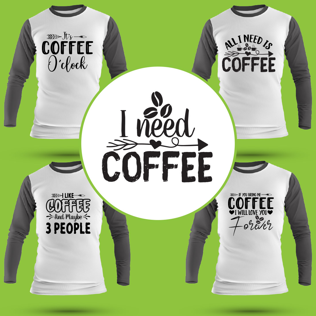 Coffee SVG T Shirt Designs Bundle cover image.