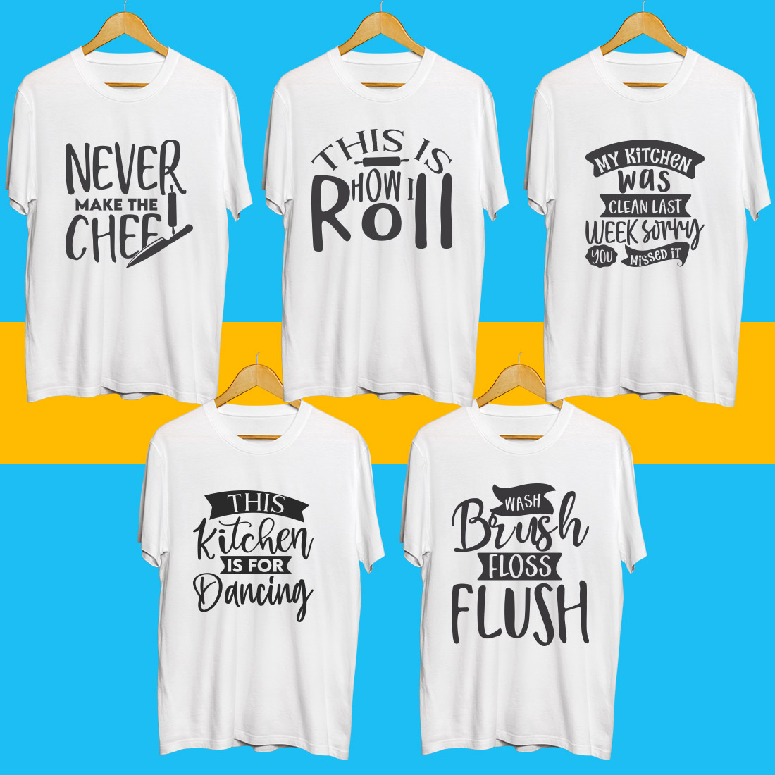 Huge Kitchen SVG T Shirt Designs Bundle preview image.