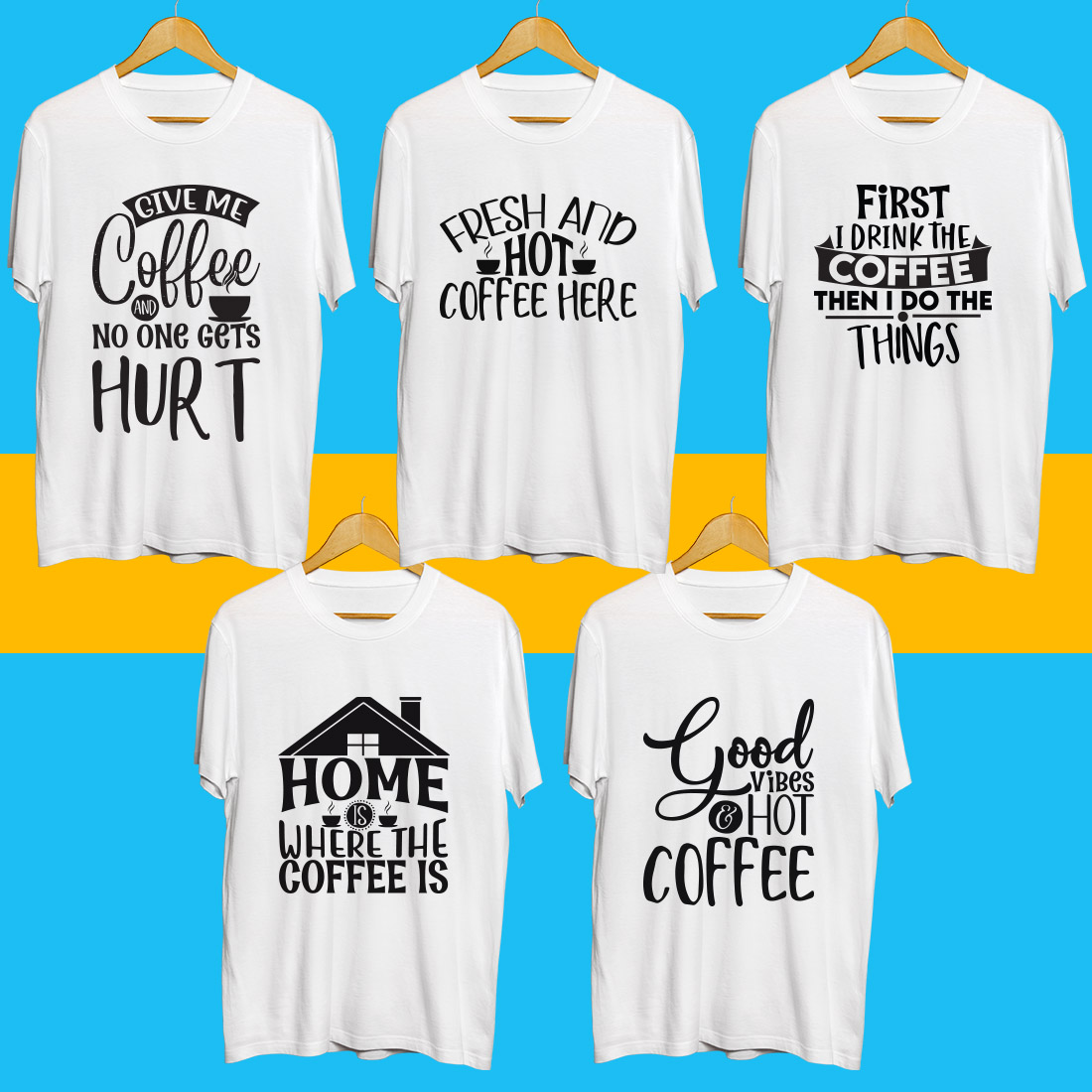 Coffee SVG T Shirt Designs Bundle preview image.