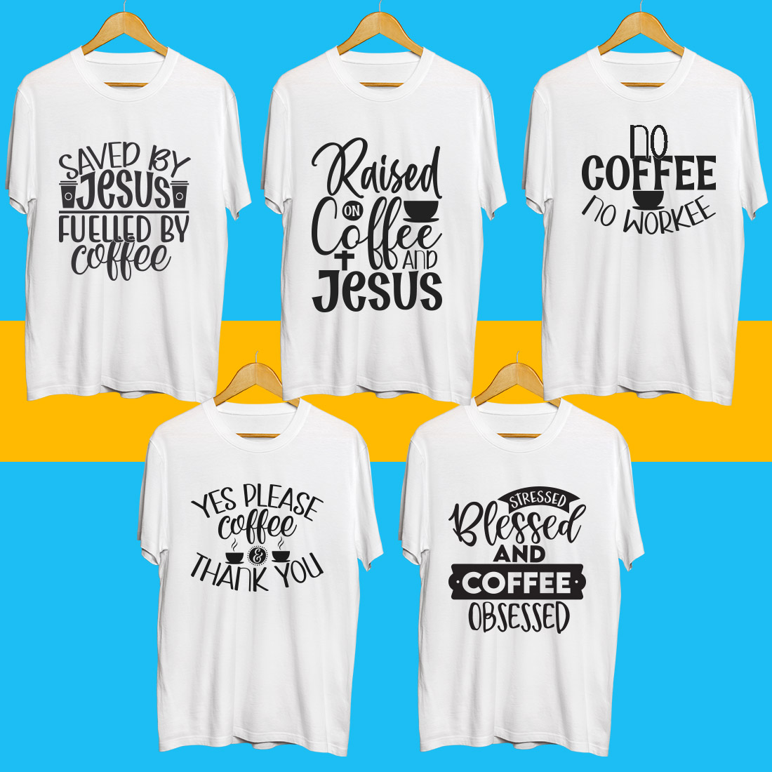 Coffee SVG T Shirt Designs Bundle cover image.