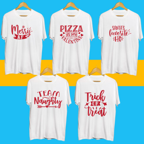 Holiday SVG T Shirt Designs Bundle cover image.