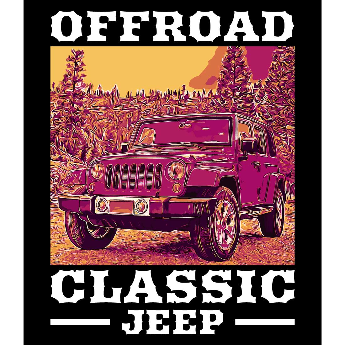 Off Road Classic, Adventure Speedy Car T-shirt Design preview image.