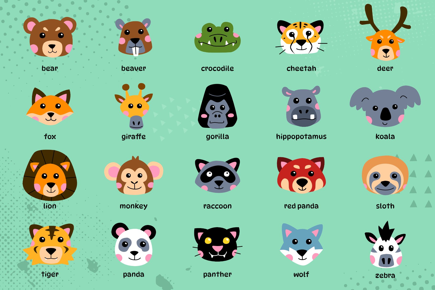 Cute Animals Face Collection Vol 1 preview image.