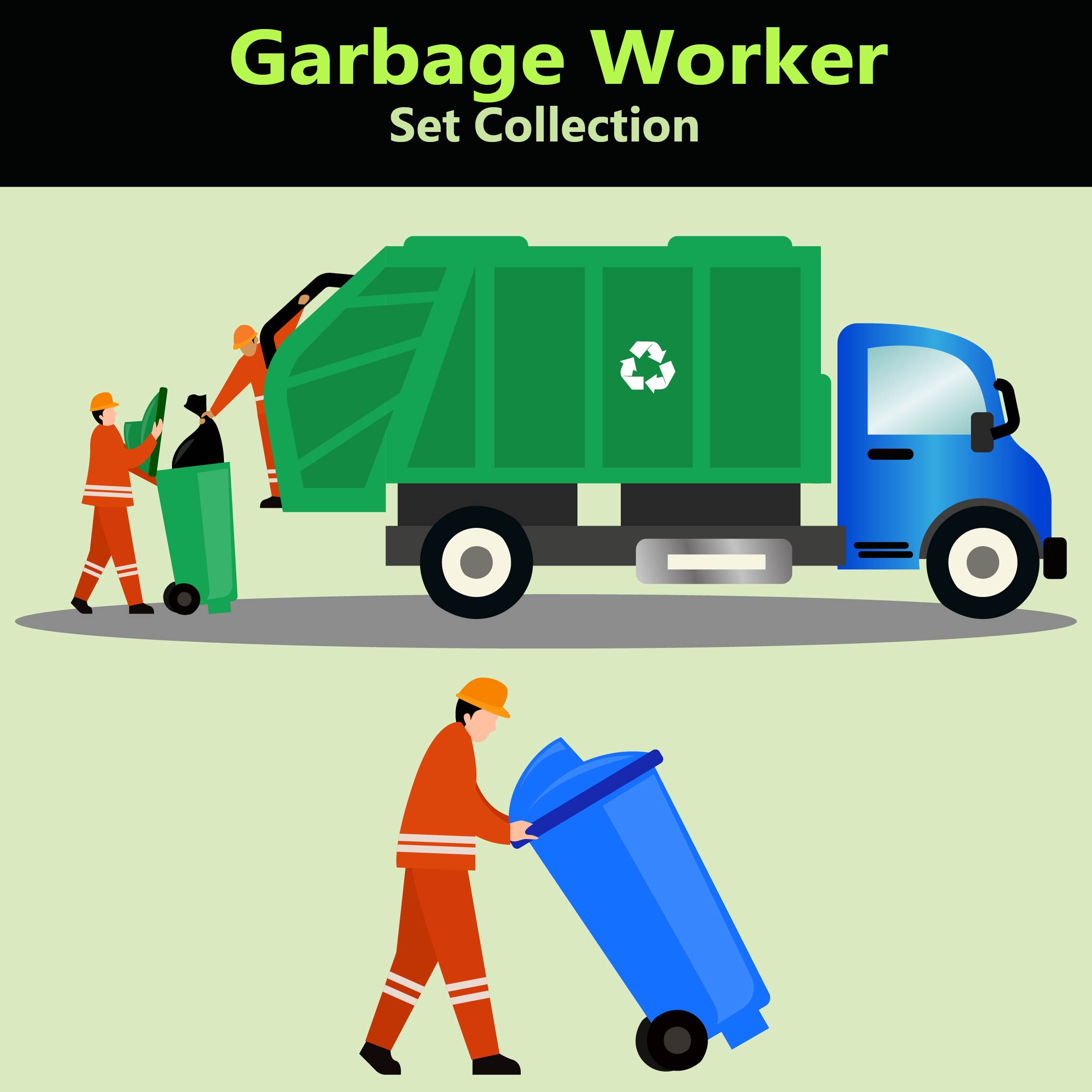Waste Management and Garbage Worker Set Collection preview image.