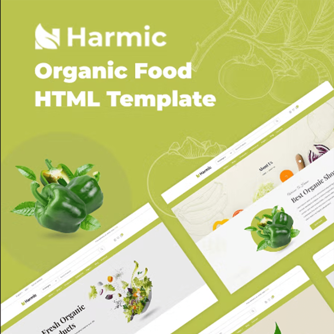 Free Organic Food HTML Template preview image.