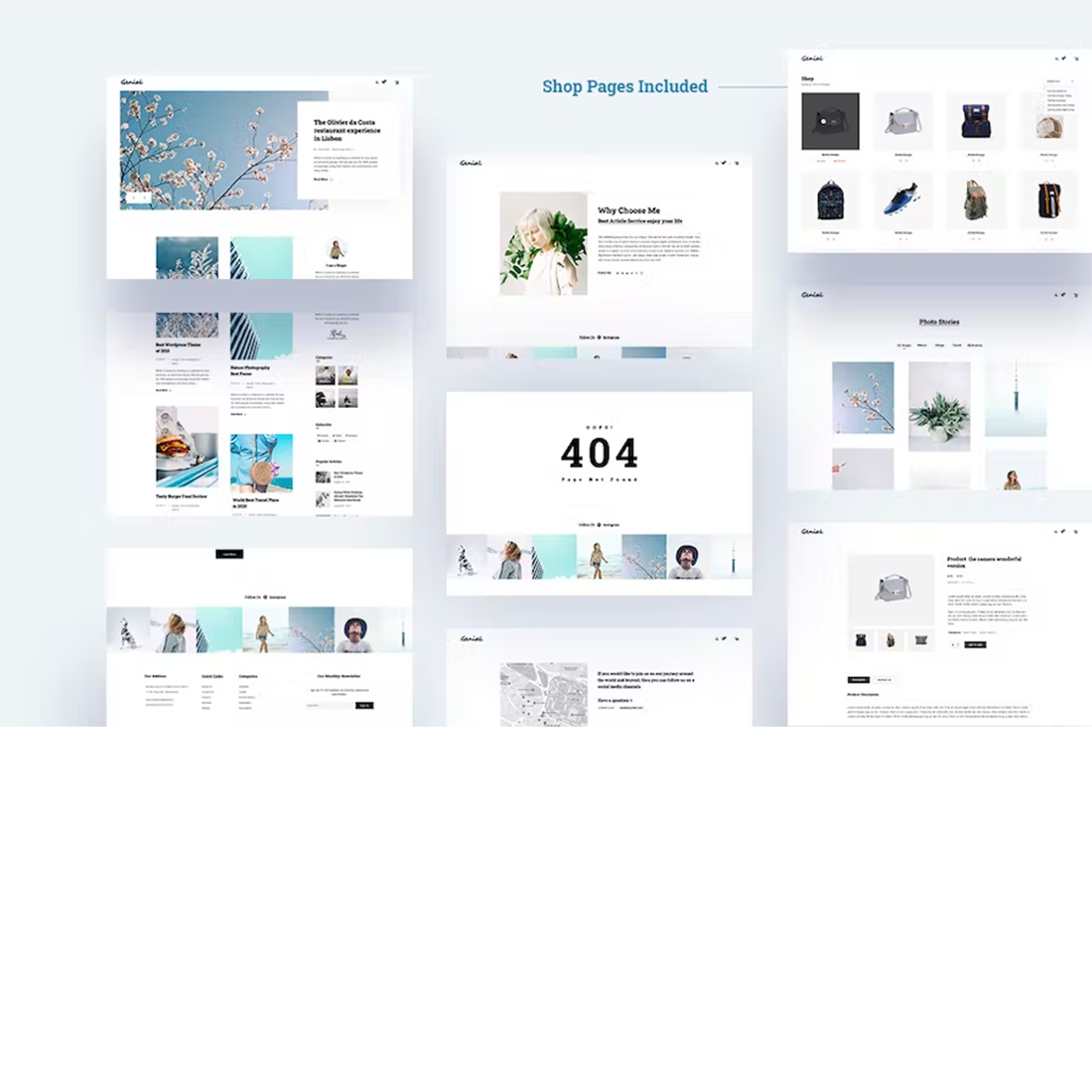 Free Genial Minimal Blog HTML Template preview image.