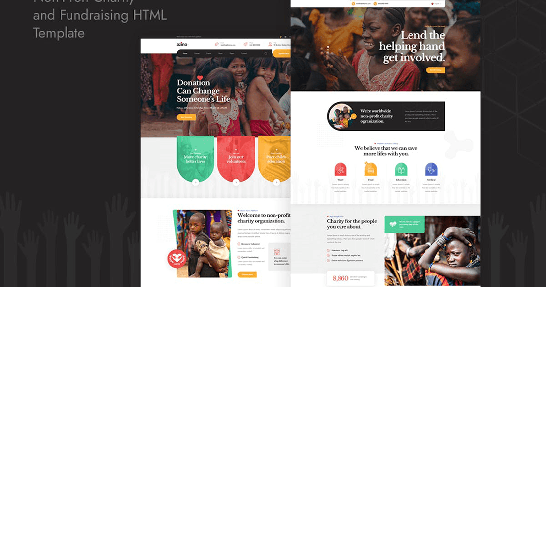 Free Charity Website HTML Template preview image.